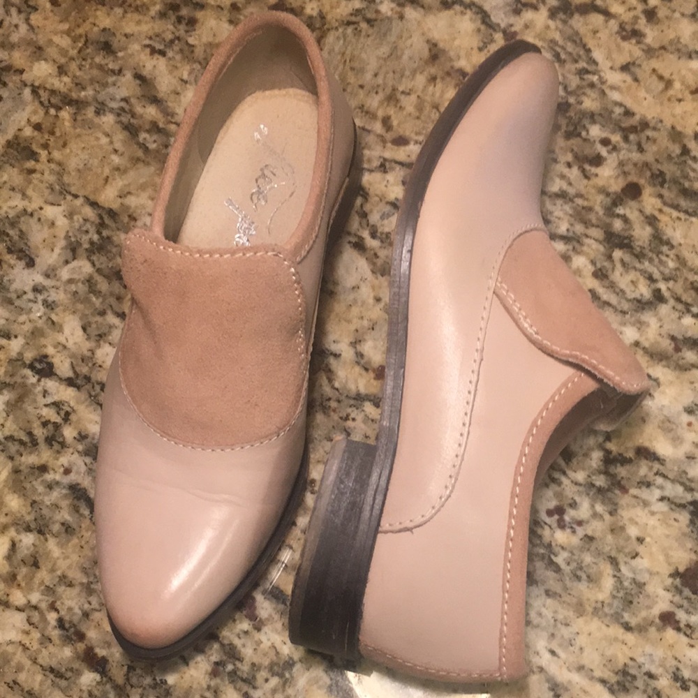 Free People Brady Natural Tan Leather Loafers Flats size 36/US 6